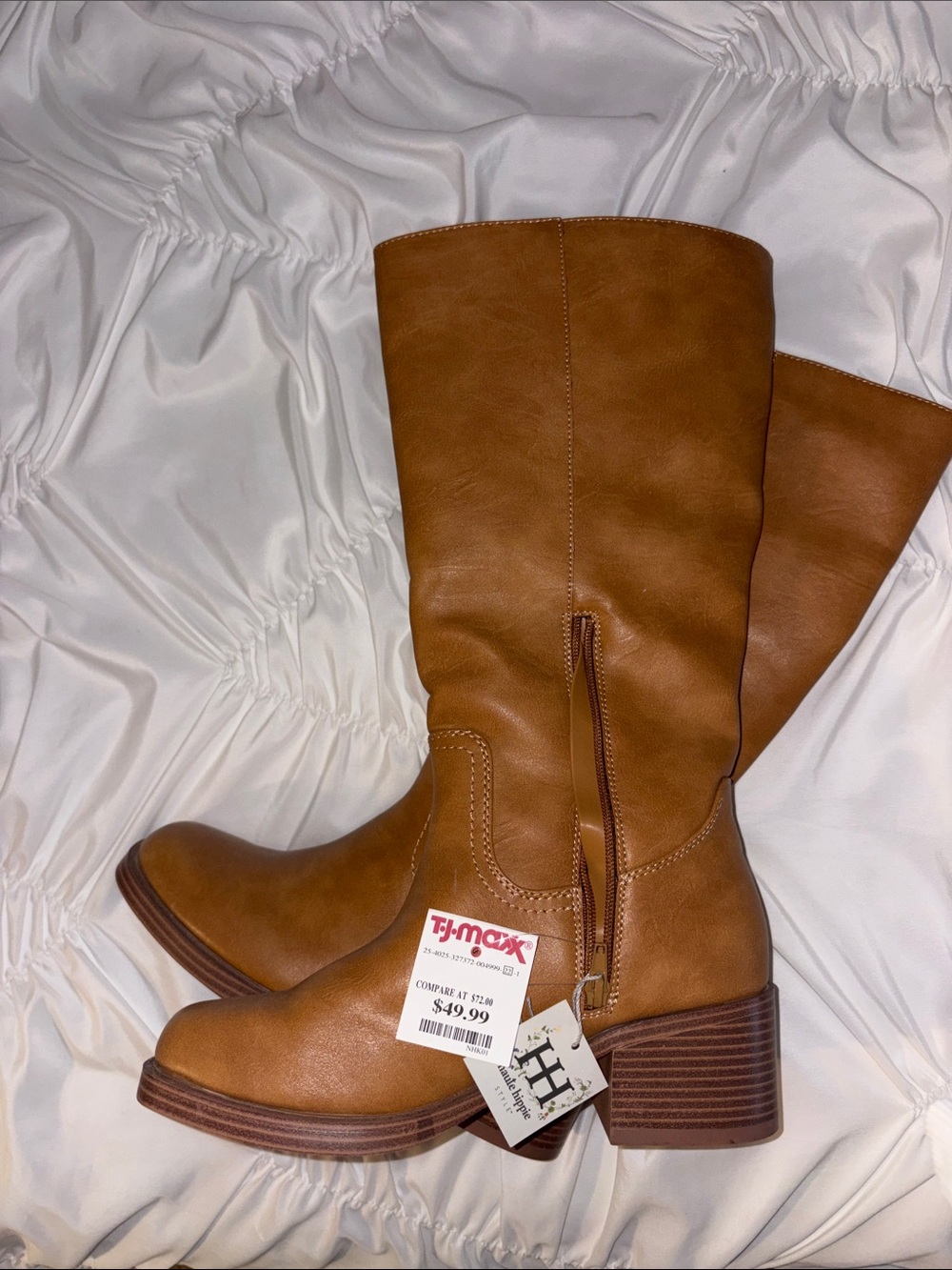 T.J.Maxx Tan Mid-Calf Block Heel Boots